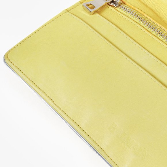 Balmain Paris Yellow Leather Medallion Clutch - Picture 9 of 10